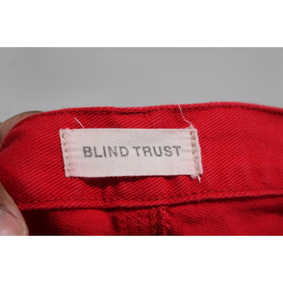 Blind Trust Red Jean Shorts Distressed Cotton Size 34 - Picture 2 of 10